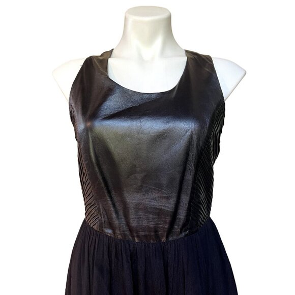 Line+Dot Edgy Little Black Dress Cocktail Mini Gown Bikercore Luxe Look - Picture 3 of 12